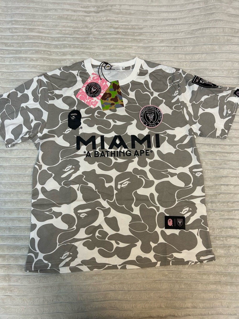 Bape Miami Gray & White Camo Dress Shirt